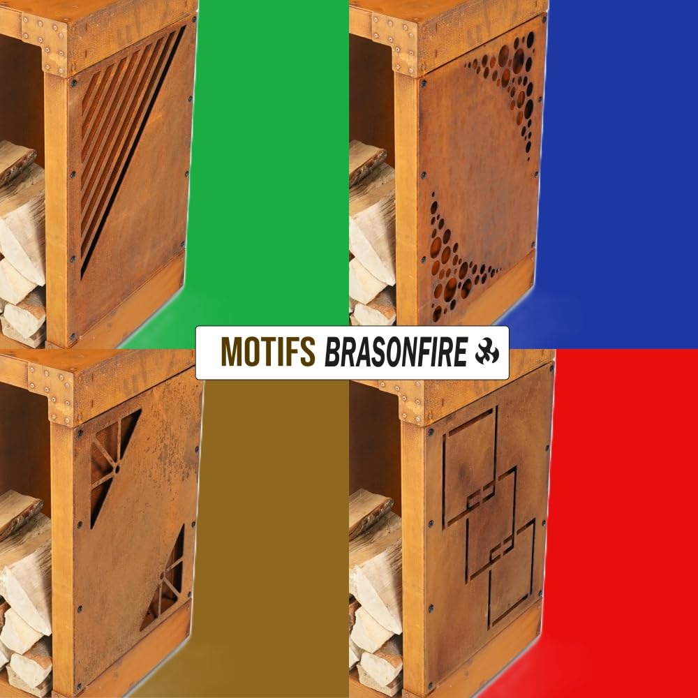 Brasero Plancha Ø 1 m, 120 KG, Acier Corten, Grille incluse, Barbecue extérieur à Bois et Accessoires, 100% Fabrication Française