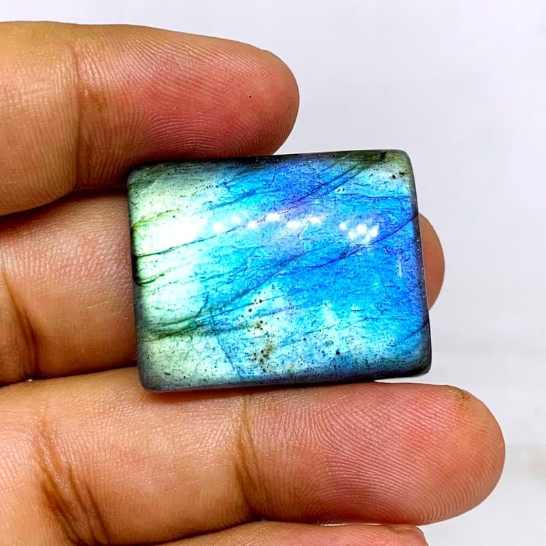 Pierre de labradorite véritable taillée en cabochon rectangle pour joaillerie - 3