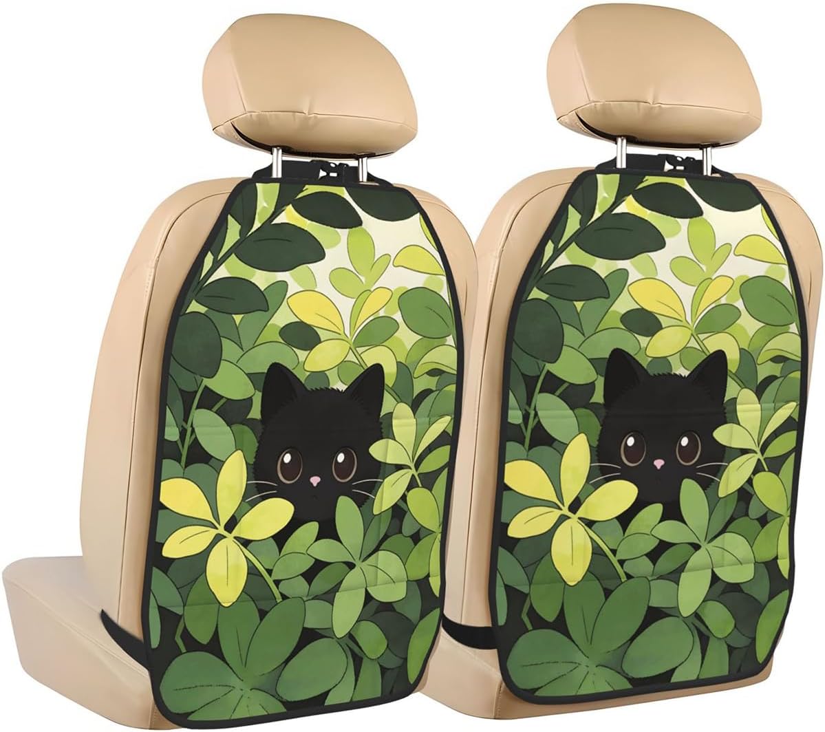 Car Seats Back Protector 2 PCS with 3 Pocket Organizer, Car Seat Back Protectors for Vehicles to Protect from Dirt Scratches Mud for SUV Jeeps Trucks and Cars - Cute Cats
