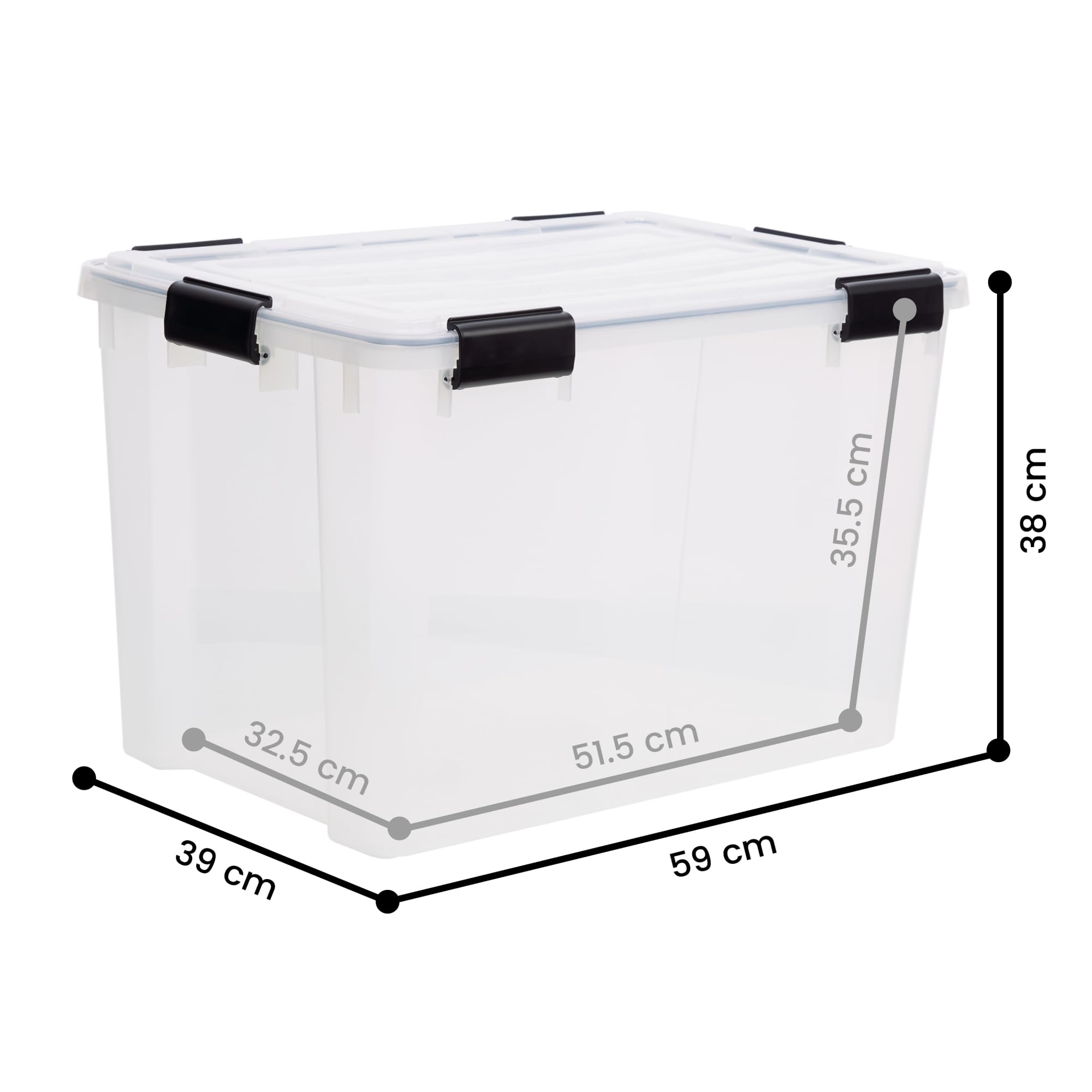 Iris Ohyama, Boite Rangement Hermétique, 70L, Lot de 3, Transparent, Couvercle avec Joint Etanche, 6 Clips de Fermeture, Empilable, pour Exterieur, Garage, Vetement, Anti Poussiere, Sans BPA, DDAT-LD