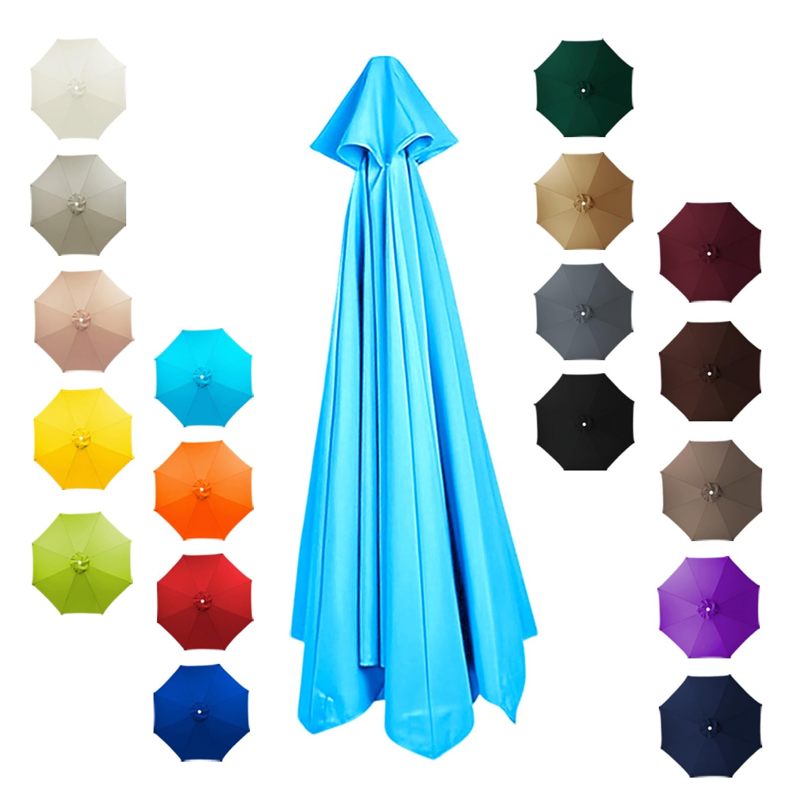 Copertura di ricambio per ombrellone da esterno, impermeabile, resistente ai raggi UV, per 6/8 stecche, adatto per misure 200/230/250/270/280/300/350 cm