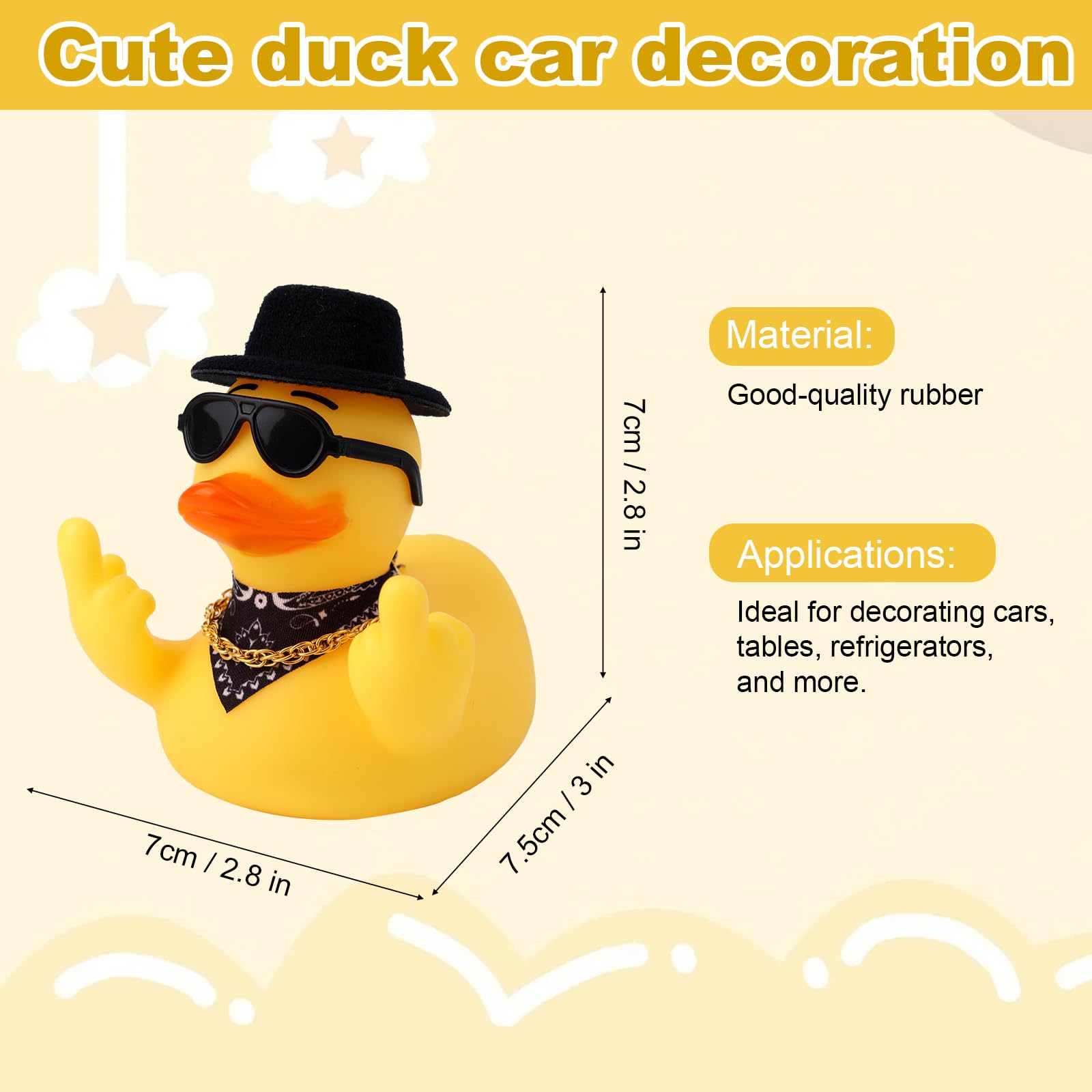 Fukaisu Middle Finger Car Ducks, Rubber Ducks Dashboard Decorations Funny Ducky Ornament for Car Dashboard Home Office Table (Black) - Image 2