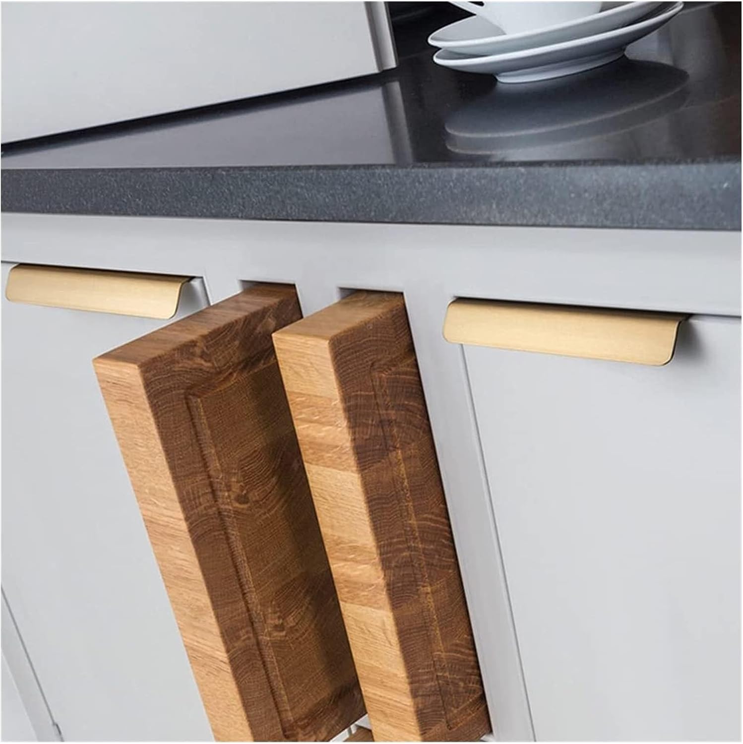 Hardware All Copper Invisible Closet Handles, Brass Handles for Hidden Door Drawers, Brass Material, Cabinets, Bedrooms, Wardrobes with Mounting Screws Furniture accessories ( Color : Gold , Size : Ho