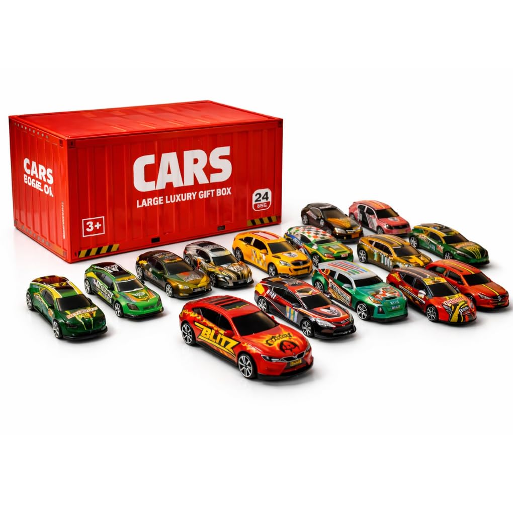 RAMNATH 24 PCS Mini Pull Back Cars Toy Set for Kids 3+ | Die Cast Alloy Racing Cars with Shipping Car Container Storage Box | Mini Toy Vehicles Party Favors, Birthday Gift for Boys & Girls - Red.-image-8