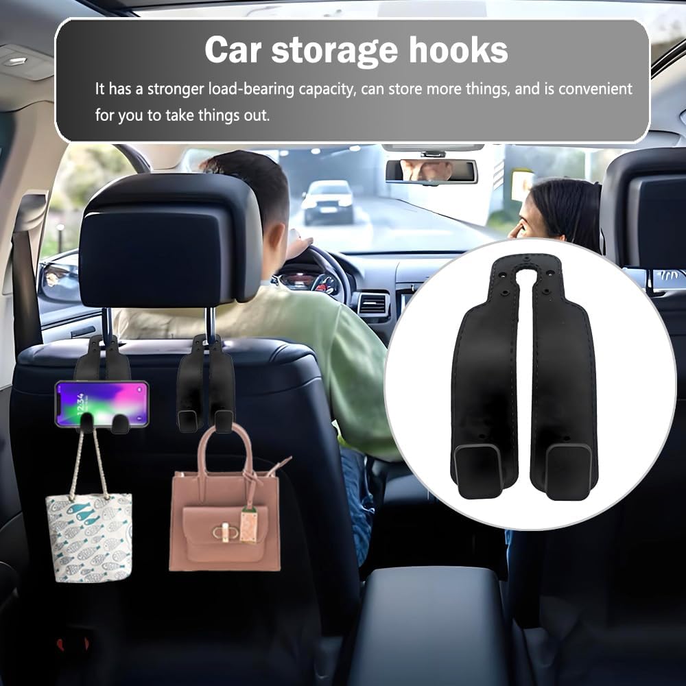 Car Purse Hook, Car Seat Back Storage Hook, High Toughness, Easy Installation, Wear-Resistant and Durable, Suitable for Seats of Most Models (Black) image 3