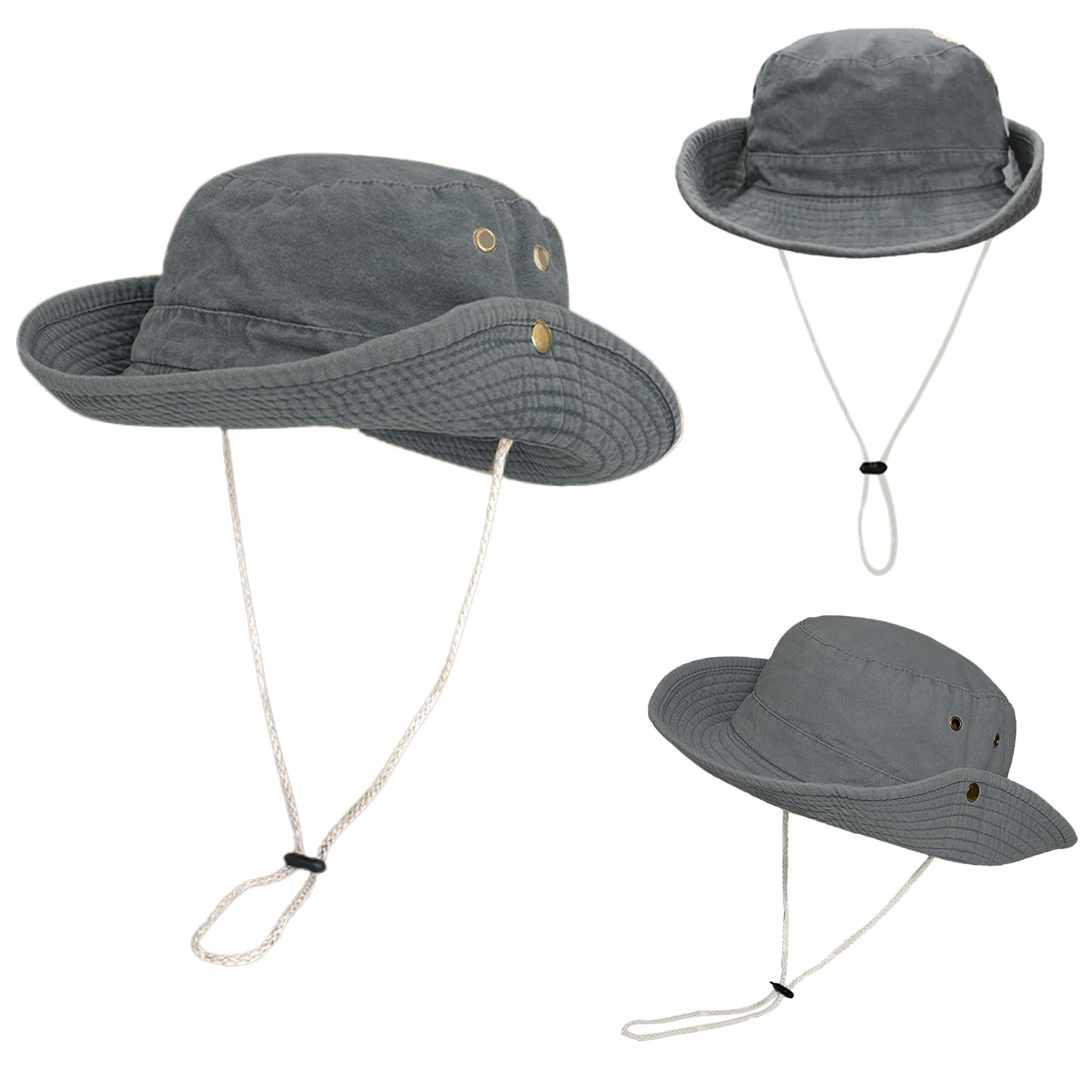 Yusons Sombrero Australiano de Algodón para Hombre y Mujer, Sombrero Cowboy Vaquero de Color Liso Vintage para Safari, Talla única 60cm