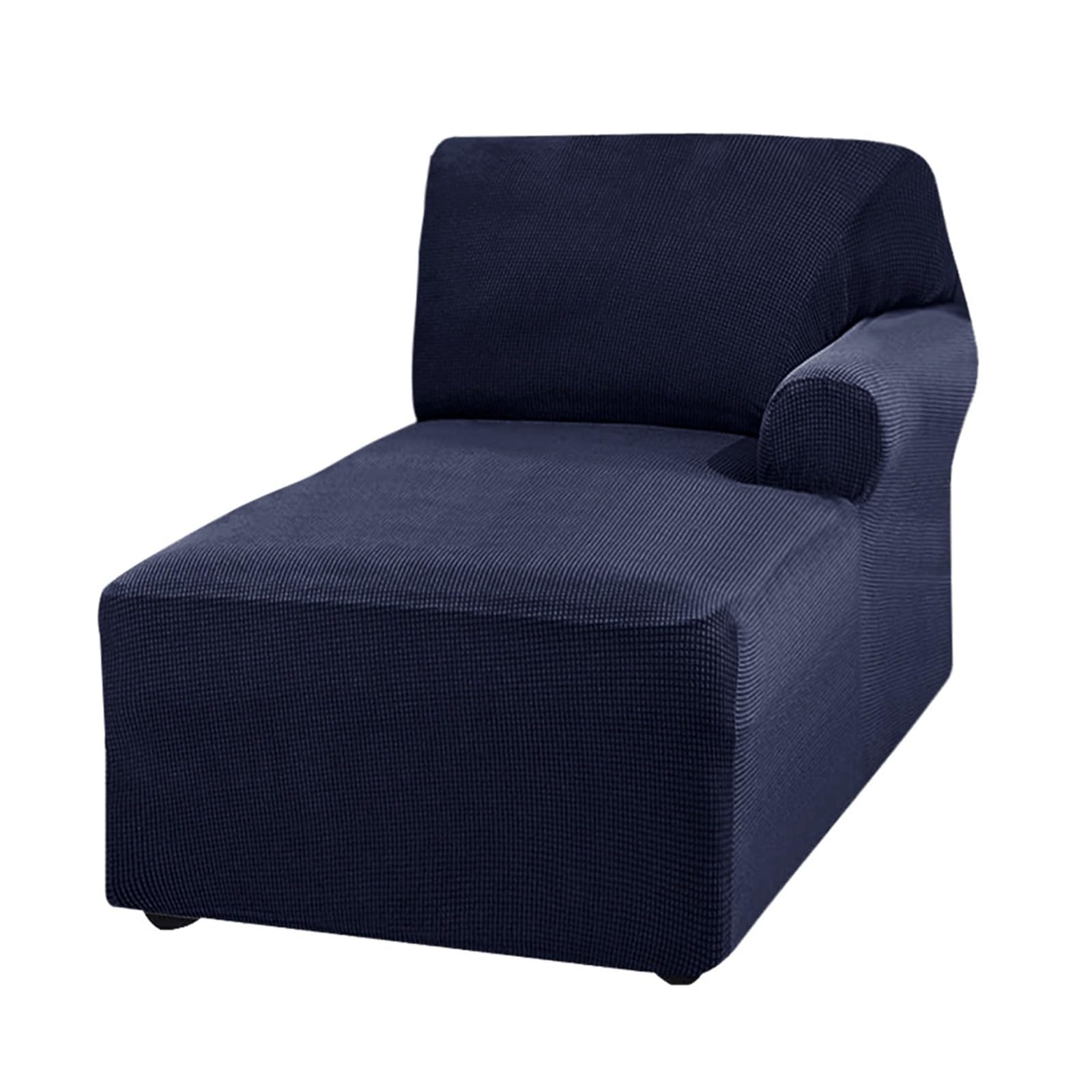 Left/Right Jacquard Chaise Lounge Cover, L Shaped Couch Cover with Arm, Chaise Sofa Slipcover Protector with Elastic Strap, Furniture Protector(Navy