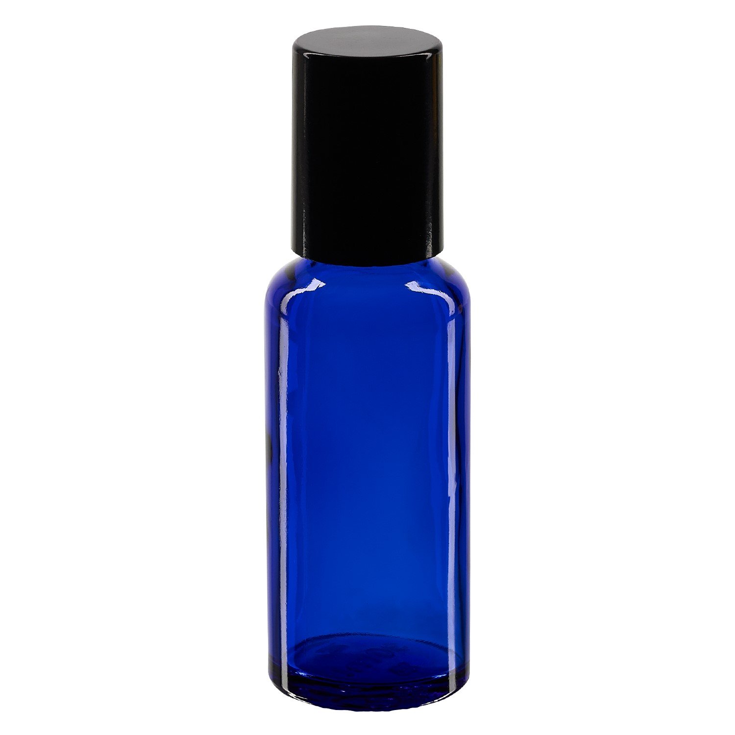 50x Glas Deostick mit blauer 30 mll Flasche, leerer Deo Roller - inkl. schwarzem Roll On Verschluss