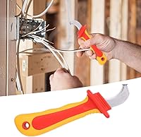 Vista 3 de Cuchilla de electricista de aislamiento, cuchillo de electricista de aislamiento rojo de 8.268 in, cuchillo de electricista antimagnético IEC60900