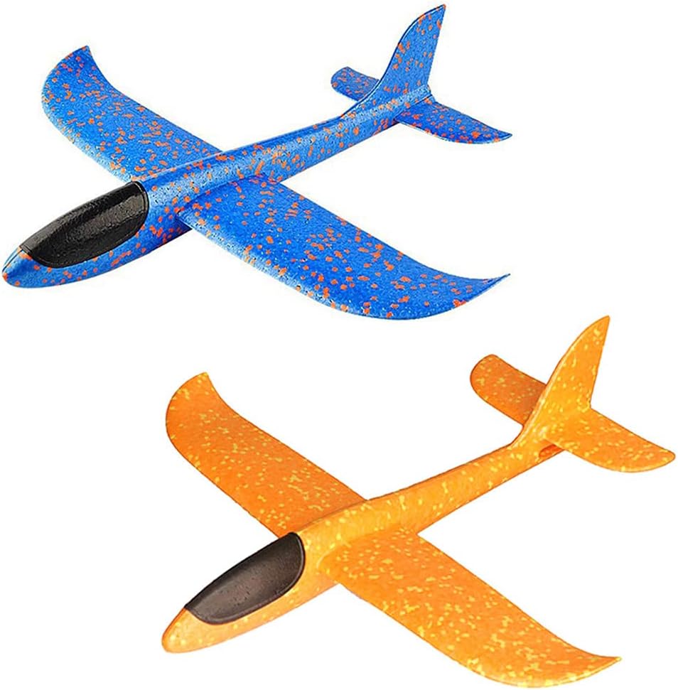 Xihuimay 2 Packs Airplane Plane Large Throwing Foam Plane Dual Flight Mode 2 Flight Mode Aeroplane Gliders Flying Aircraft Gifts for Kids Outdoor Yard Sport Game Birthday Party Favors