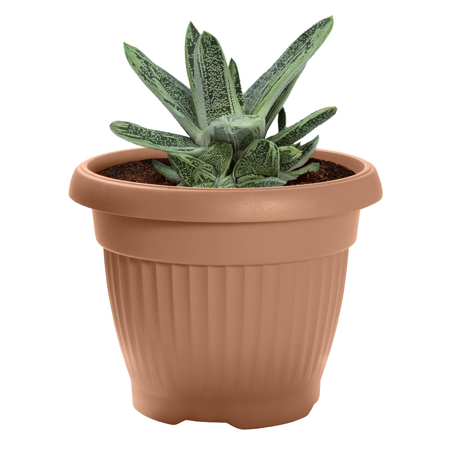 IMJ-Global DCE64 Terra Pot de fleurs rond Ø 64 cm pour intérieur et extérieur Terracotta 78 litres Ø 64 x 50 cm Design classique Jardinière en plastique pour balcon