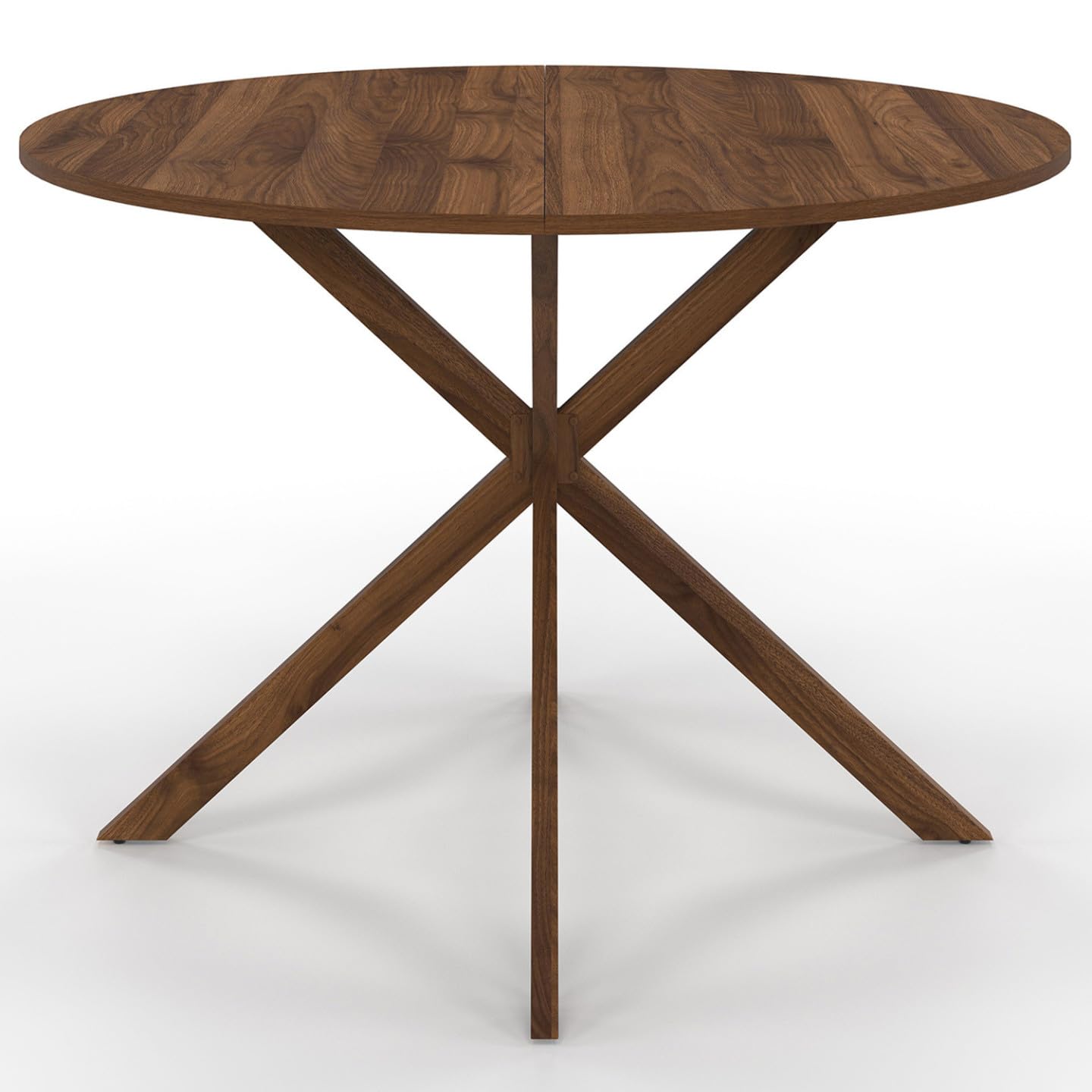 IDMarket - Table à Manger Ronde Alix 6 Personnes Pied araignée Noyer 110 cm