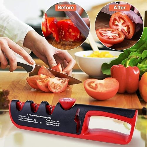 Miniatura 8 de Cuchillo de cocina de tres etapas 4 en 1 más herramienta afiladora de tijeras con ángulo de hoja ajustable