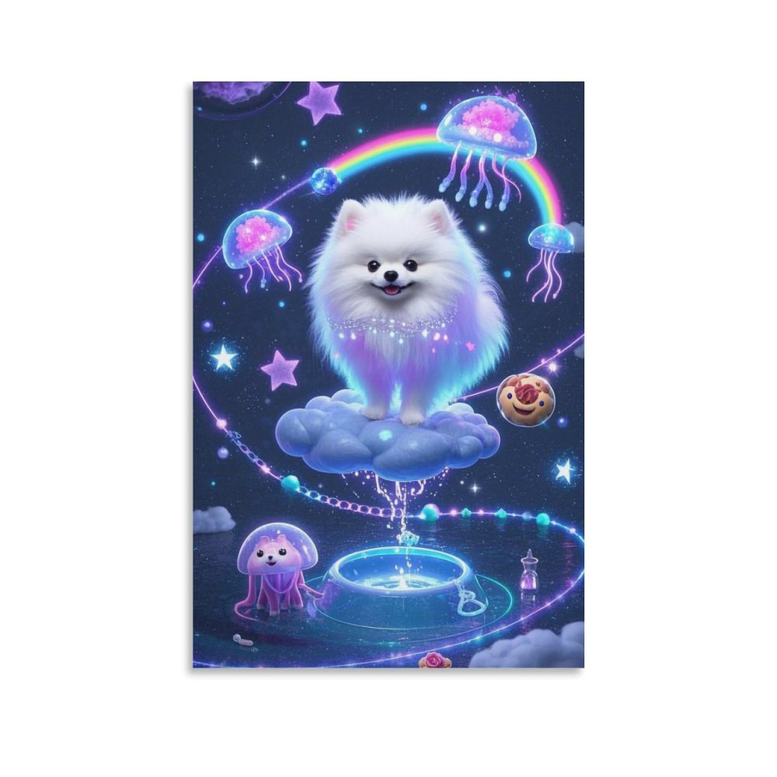 Cuadro en lienzo de perro Pomerania 50x75cm decoracion moderna para pared salon 6