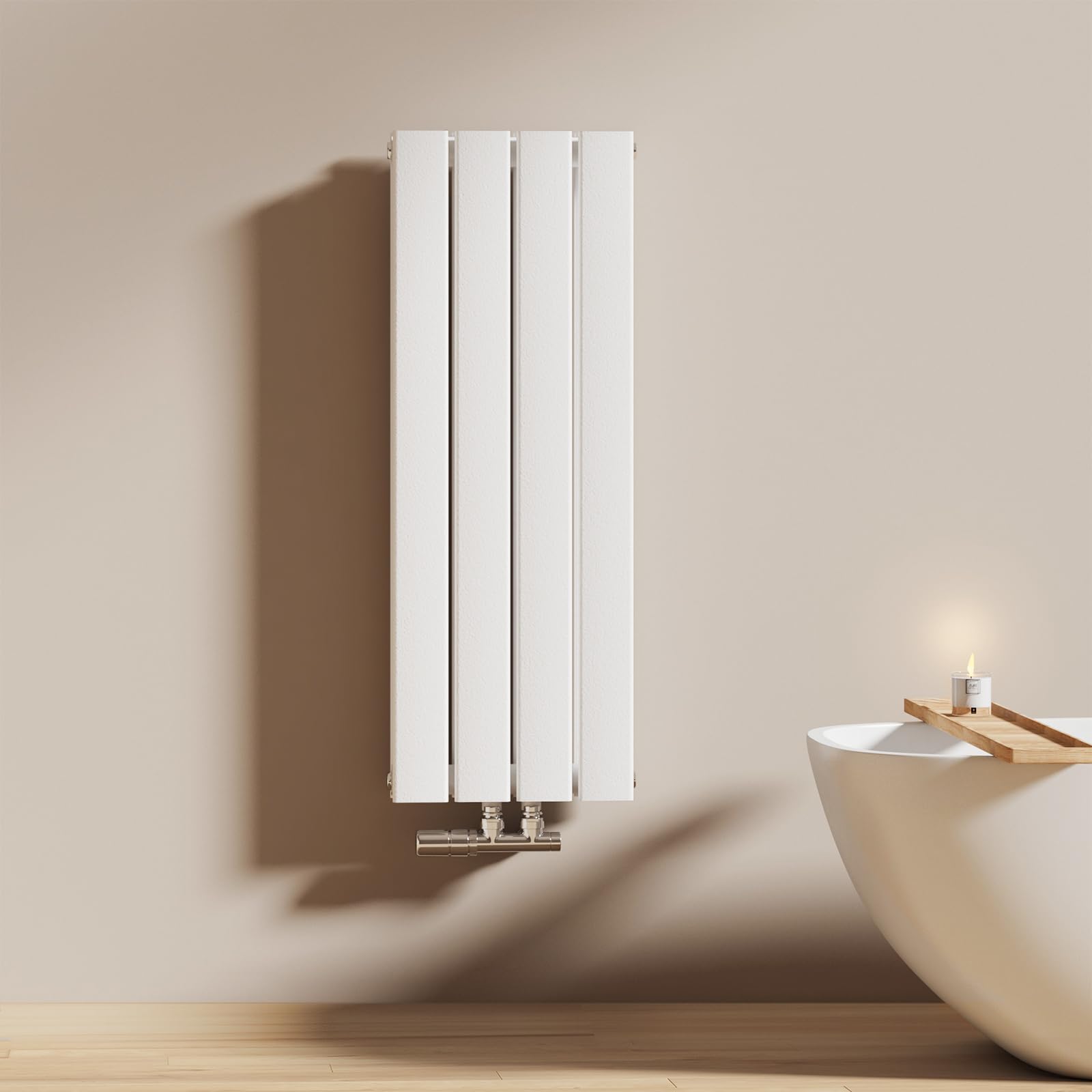 Radiador De Agua Caliente Vertical Blanco 1800x308 Mm - Doble Panel, 923W, Conexión G1/2", Para Baño O Habitación