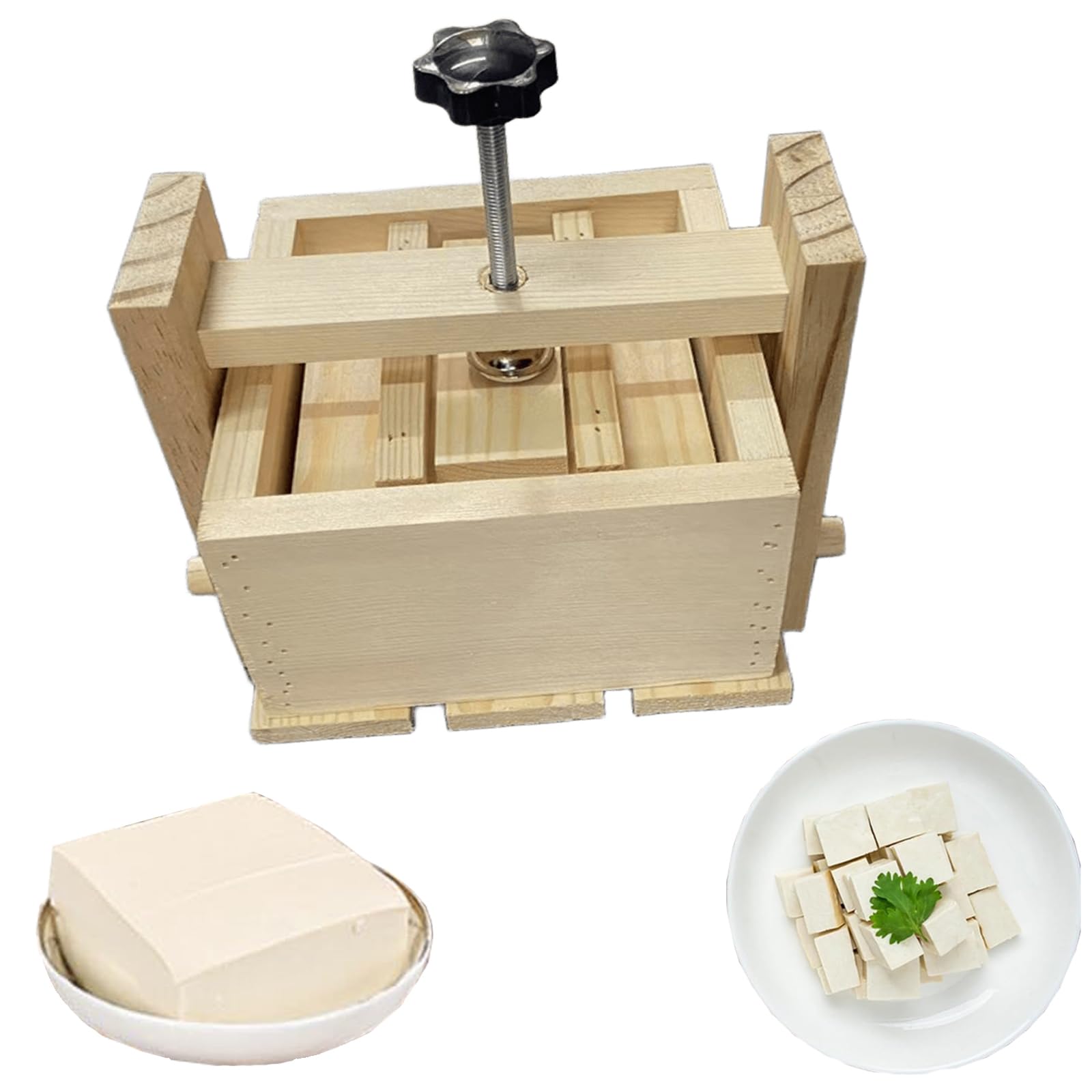 Générique Presse à Tofu, Tofu Presse Moule en Bois Tofu Égouttoir, Enlever Facilement l'eau du Tofu, Maison Tofu Maker Presse Moule Kit pour la Fabrication de Tofu, Fromage, Presse Tofu
