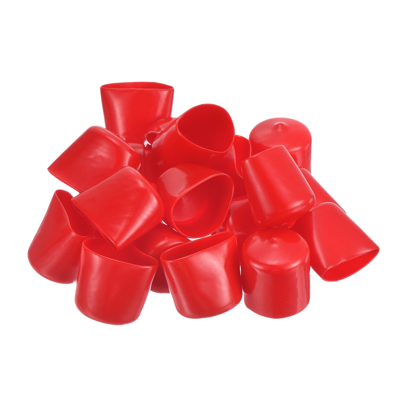uxcell 50pcs Rubber End Caps 29mm(1 1/8") ID Vinyl PVC Round Tube Bolt Cap Cover Screw Thread Protectors Red