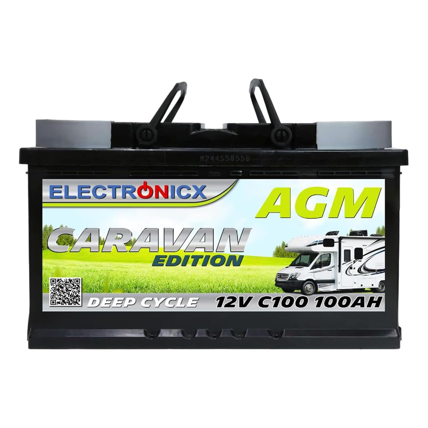 Electronicx AGM Versorgungsbatterie 12V 100Ah Deep Cycle Solar Batterie wartungsfrei versiegelt Wohnmobil Wohnwagen Camping Freizeitakku 278x175x190mm