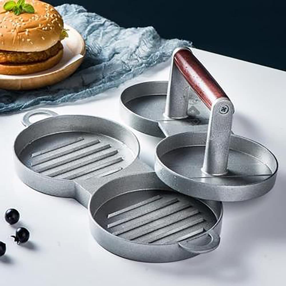 Burgerpresse Aluguss Hamburgerpresse Set, Antihaftbeschichtung Patty Presse mit ABS-Griff, ideal für Burger Fleisch Steak