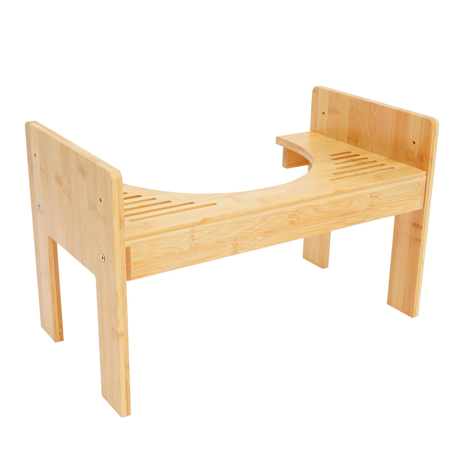Taboret toaletowy z bambusa, 45 x 24,5 x 28 cm, podnóżek z regulacją wysokości, drewniany taboret łazienkowy, pozycja siedząca 35°, stabilny do 80 kg, podnóżek dla dzieci i dorosłych, akcesoria