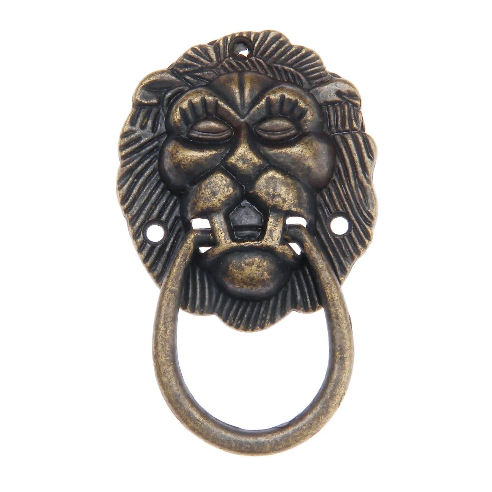 BIVOO Lion Head Antique Handle Pull Knobs Furniture Door Handle Zinc Alloy Cabinet Dresser Drawer Knobs Furniture Hardware With Screws(40x66mm)