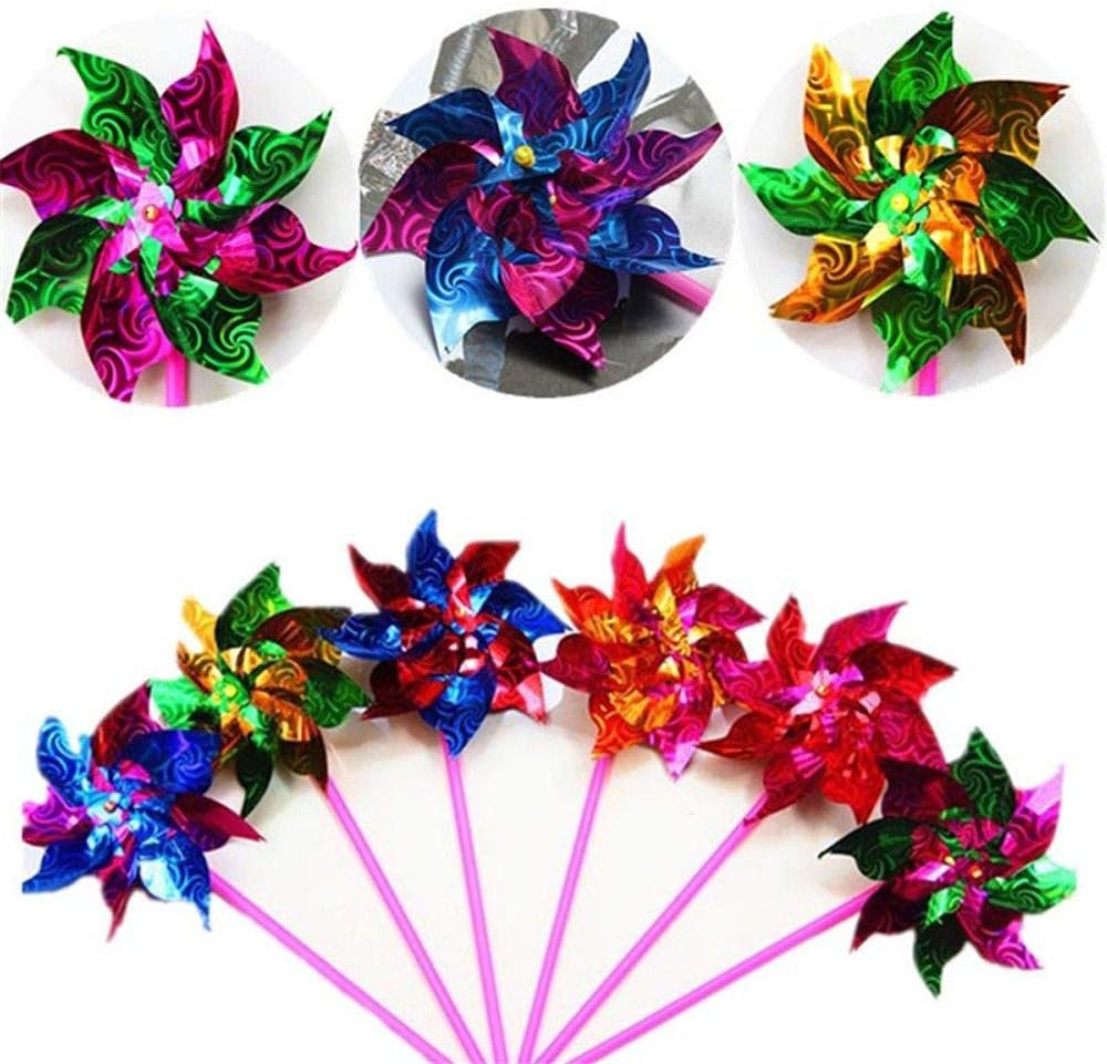 SPDD Garden Wind Spinners, 10pcs Plastic Colorful Pinwheel