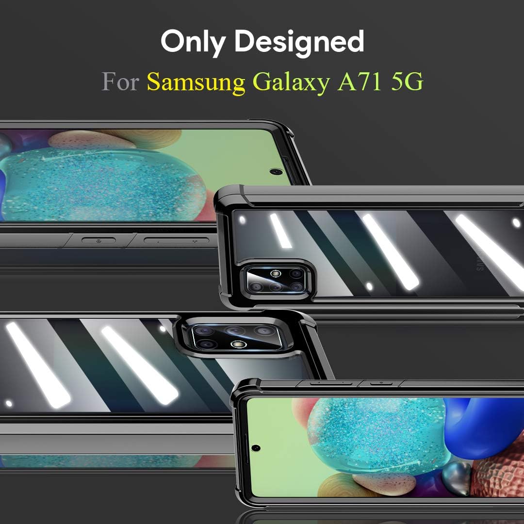 HATOSHI for Samsung Galaxy A71 5G Case with Built in Screen Protector (NOT for A71 4G Version or A71 5G UW Version) with 2 Pack Camera Lens Protector, Military-Grade Shockproof Phone Case, Clear