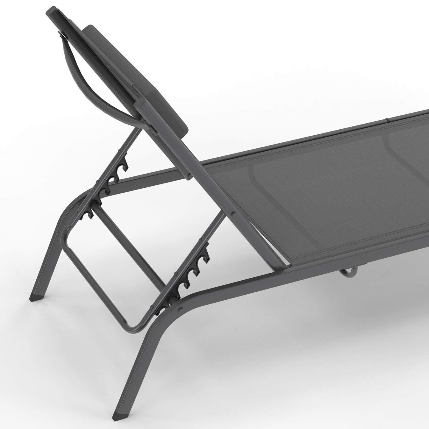 IDMarket - Juego de 2 tumbonas de jardín reclinables Bora con mesa auxiliar modular de acero gris antracita y lona gris
