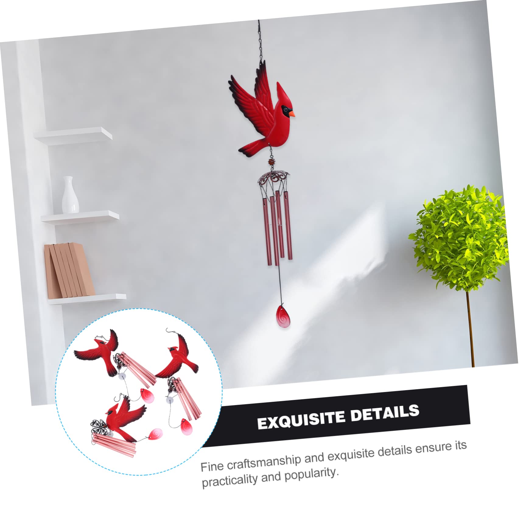 Kisangel Campanelli Eolici a Forma di Volatile in Ferro, 3 Pezzi, Decorazione Sospesa per Soggiorno e Giardino, Stile Creativo