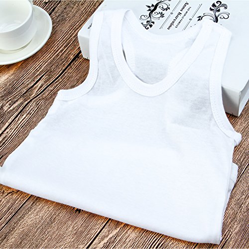 Coobey 5 Pack Toddler Kids Cotton Tank Top Undershirts Boys Girls Soft Undershirt Tees (2-3T, White)