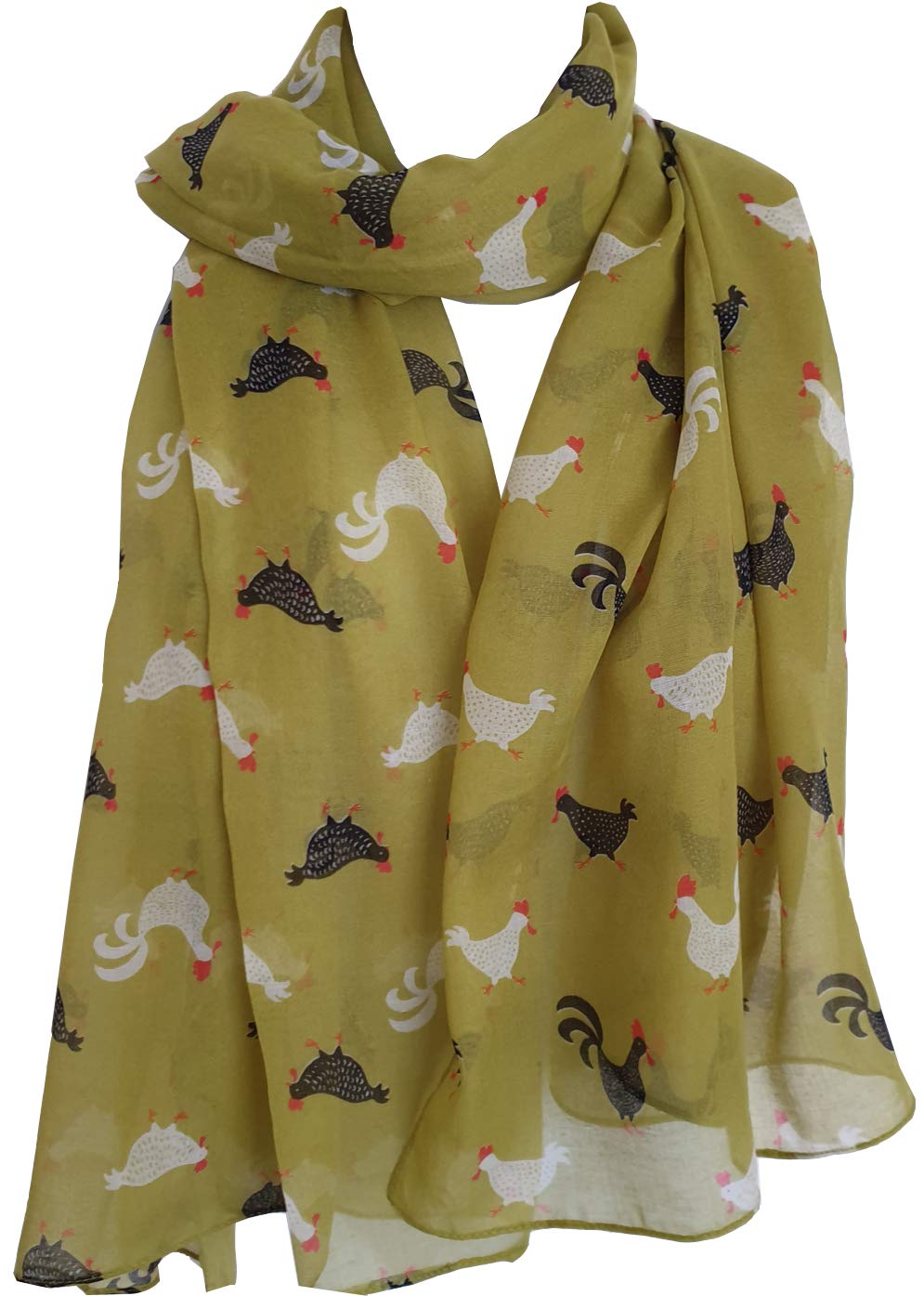Glamlondon Women's A20 - Green Chicken Hen Rooster Print Scarf (A20 - Green)