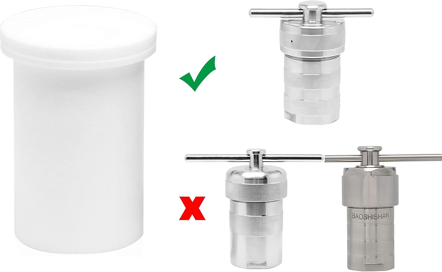 BAOSHISHAN polytetrafluoroethylene Lined for 6Mpa 200C Hydrothermal Synthesis Autoclave Reactor (50ML)