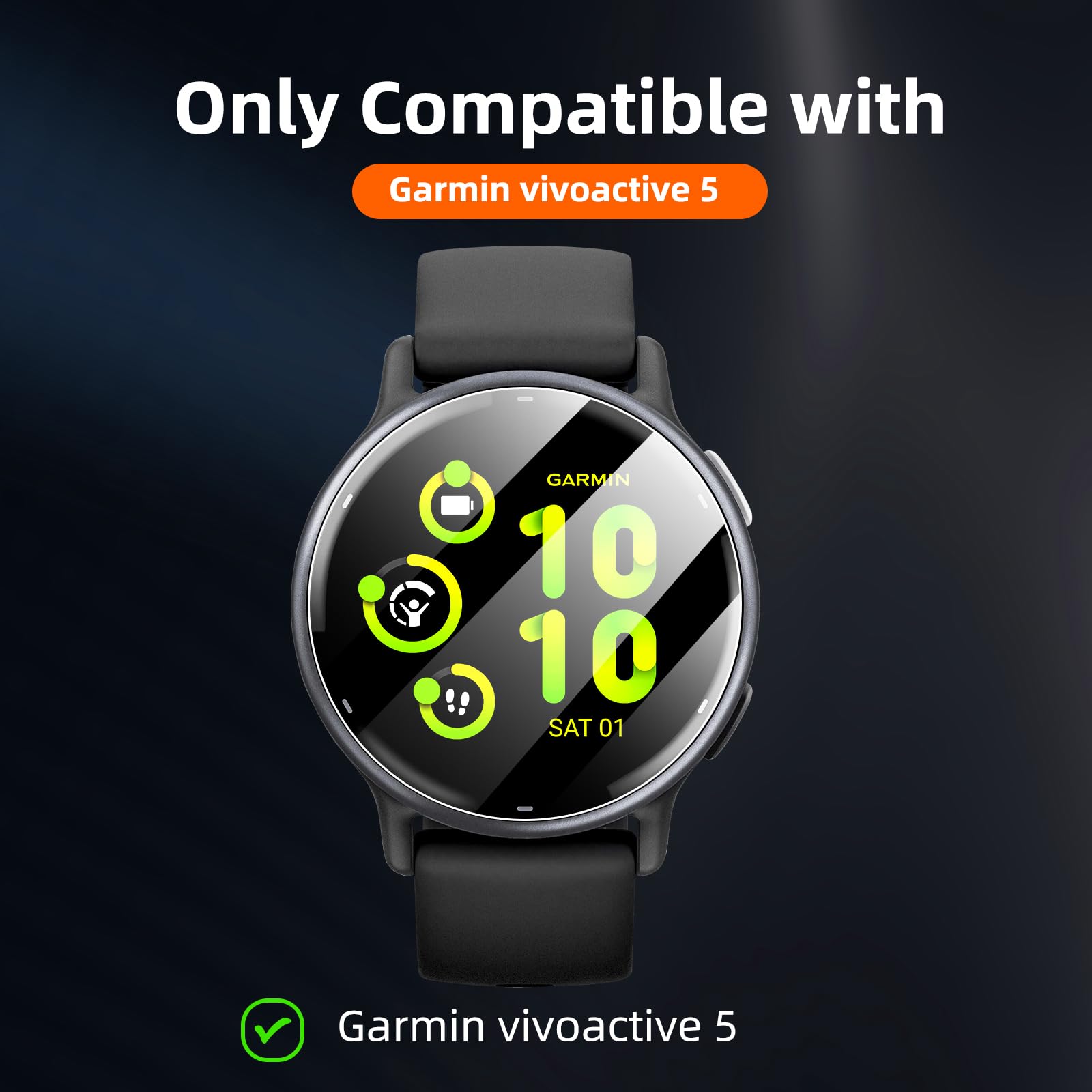 kwmobile Pellicola Protettiva Smartwatch Compatibile con Garmin Vivoactive 4 (45 mm) Protezione - Protettore Schermo - Anti Impronte Antiurto - Set 2 Pezzi