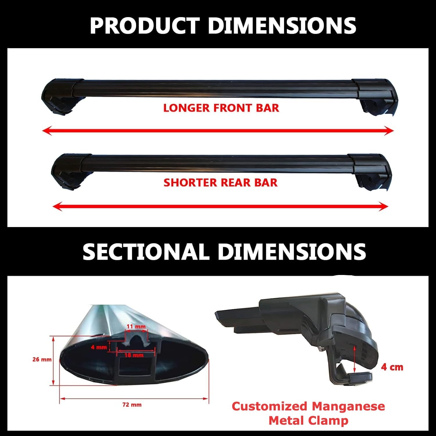 Roof Rack Crossbars For Honda Pilot 2023–2026 – Lockable, 220 Lbs Capacity, Aluminum Alloy