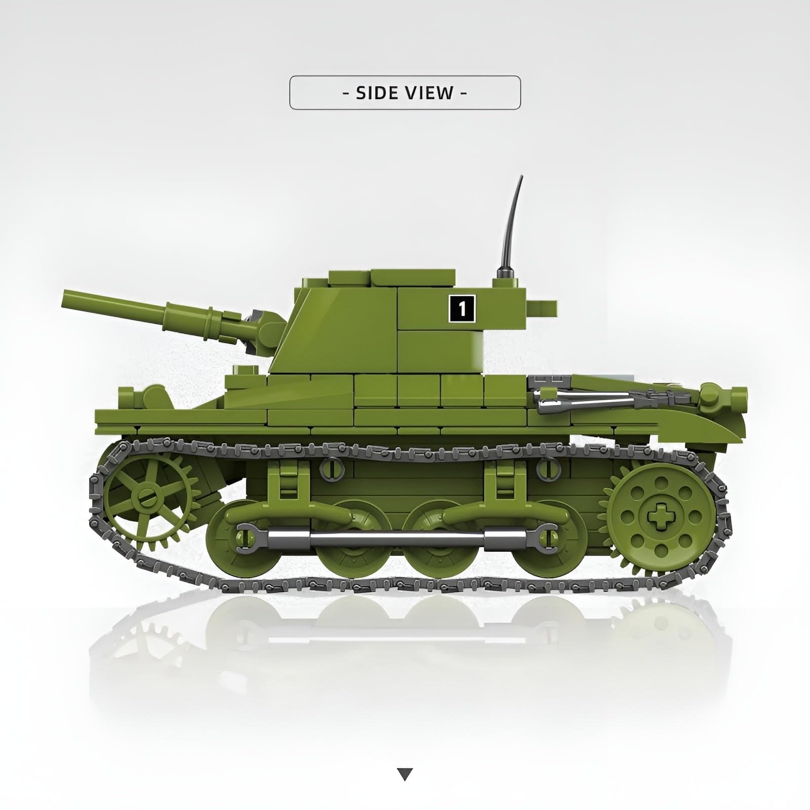 PlaySynthe Army Tank Building Block Kits, 1:35 M22 Locust Tank Building Blocks Set, WW2 Germany Military Toys Brick Model - Image 3