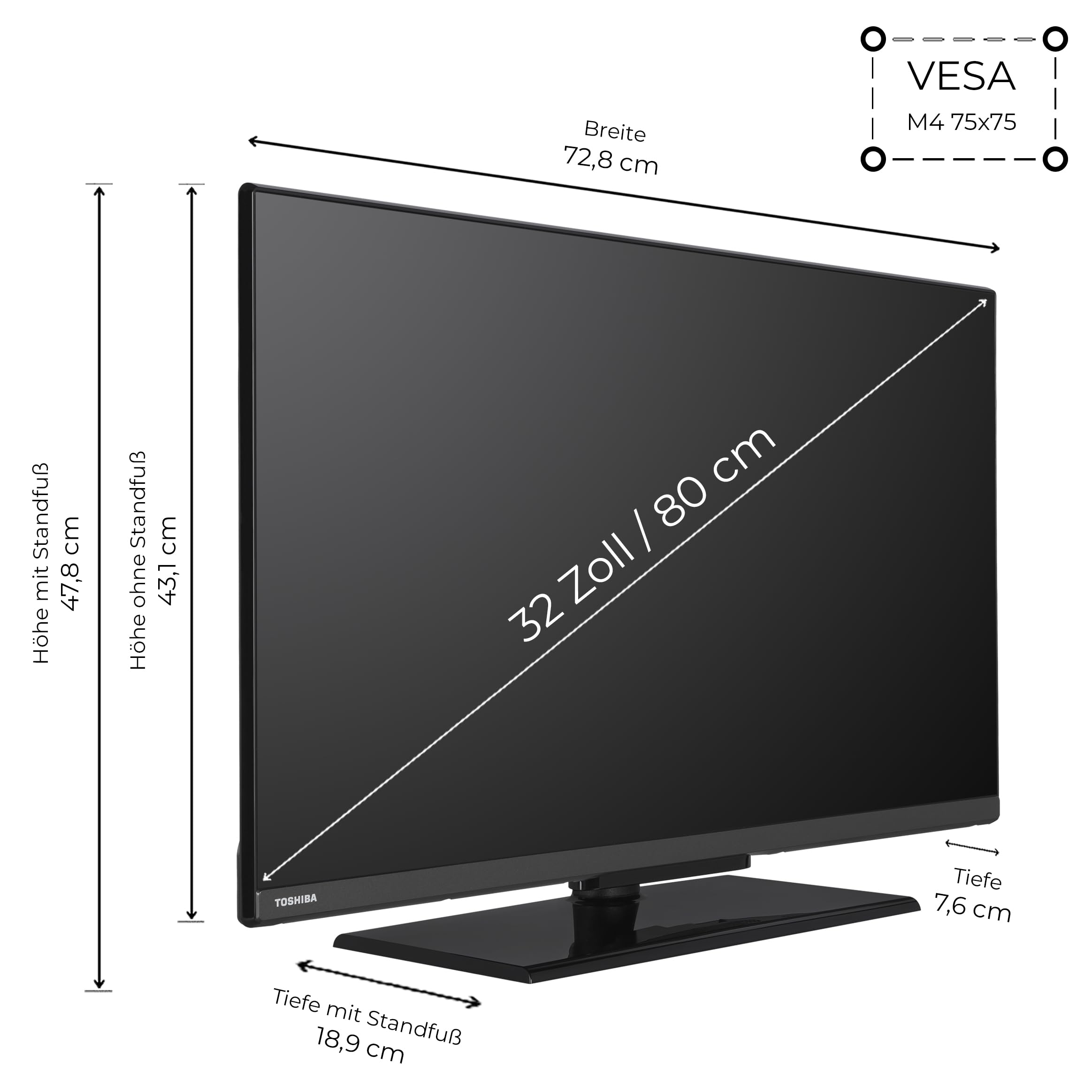 Toshiba 32LF3F63DAZ Fernseher 32 Zoll Smart TV Full HD Amazon Fire TV HDR | 2x HDMI | 1x USB | Bluetooth | Alexa Sprachsteuerung | Dolby Audio | Triple-Tuner DVB-C/-S2/-T2 | Modelljahr 2026