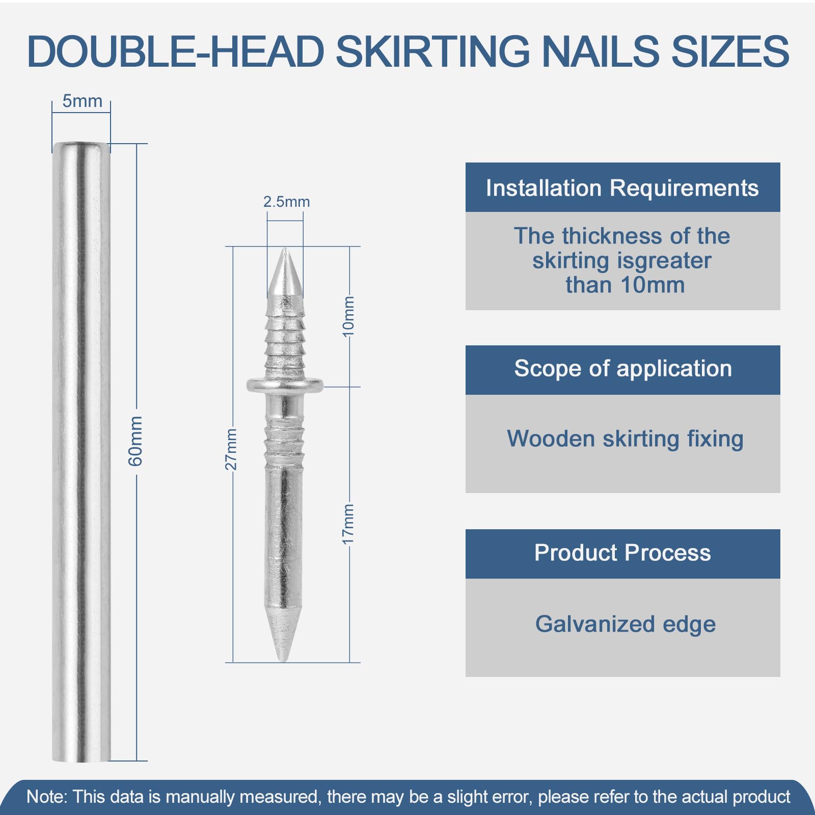 Double Head Skirting Nails - 400pcs + Tools -2