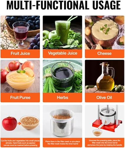 Miniatura 7 de Prensa manual de vino de frutas para cocina, extracción eficiente de jugo, separador de residuos, ahorro de tiempo, ideal para limón, sandía, fresa