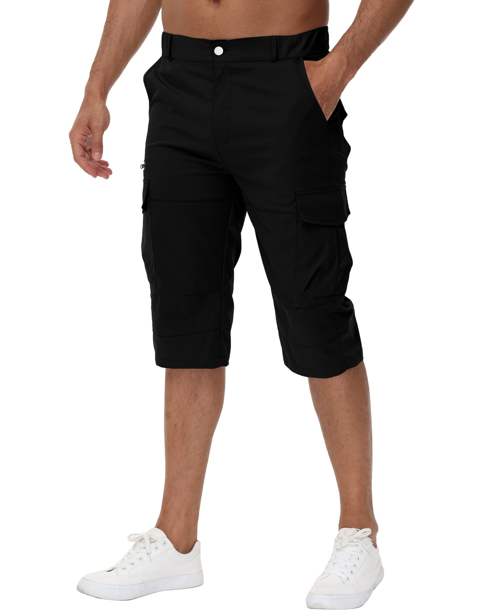 LVCBL Męskie spodnie rowerowe 3/4 Quick Dry Outdoor spodnie trekkingowe letnie elastyczne bermudy szorty męskie krótkie M-3XL