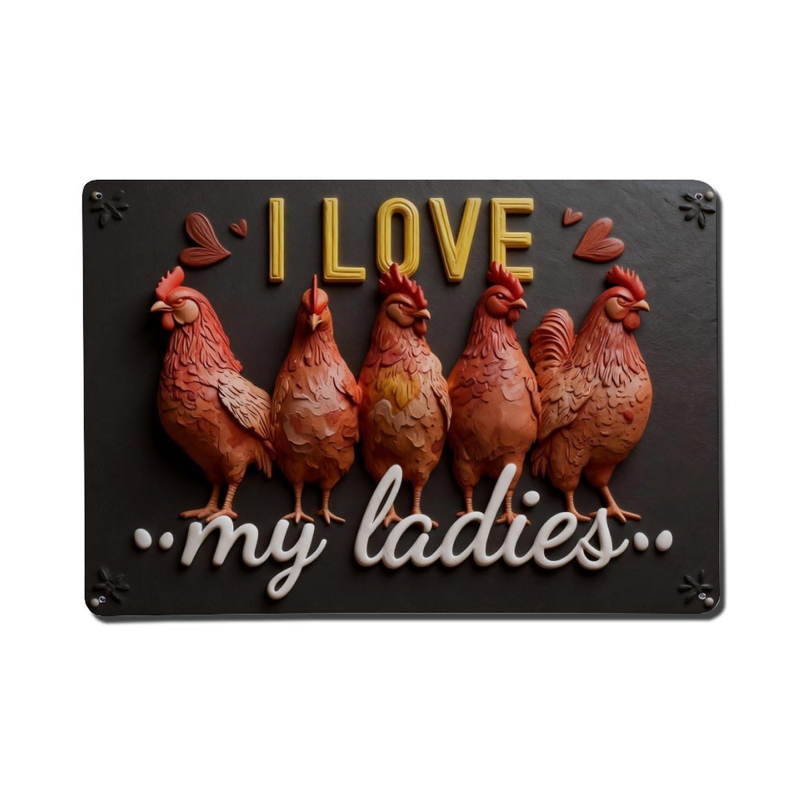 Iageret Women's Vintage I Love My Chickens Metal Tin Sign Retro Wall Decor, Bar Garage Cafe Kitchen Home Wall Art Poster Decoration 8X12inches