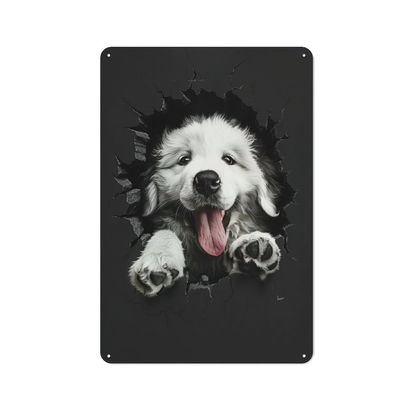 Junmoney Style-20 Metal Wall Sign 30X20cm Featuring Great Pyreness Spaniel For Bar Or Restaurant, Gift For Bar Decor Enthusiasts During The Christmas Season