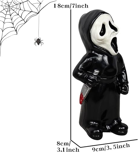Miniatura 9 de Gnomos de jardín de película de terror, estatua de Michael Myers, figura de acción de grito de Freddy Jason, decoraciones de Halloween al aire libre