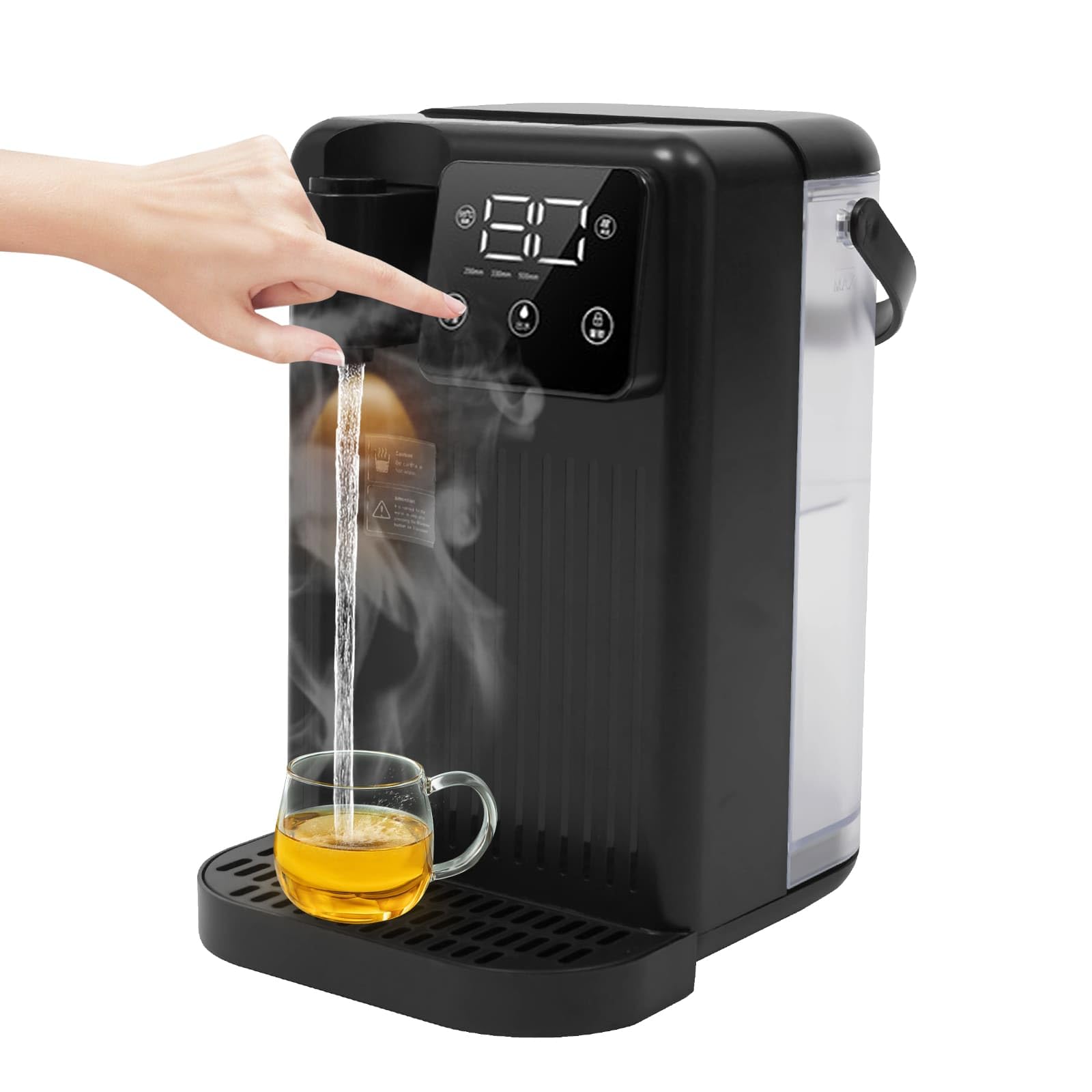 Distributeur d'Eau Chaude Instantanée 1700W avec Filtre, Écran Tactile LED, Réservoir 3L, Noir