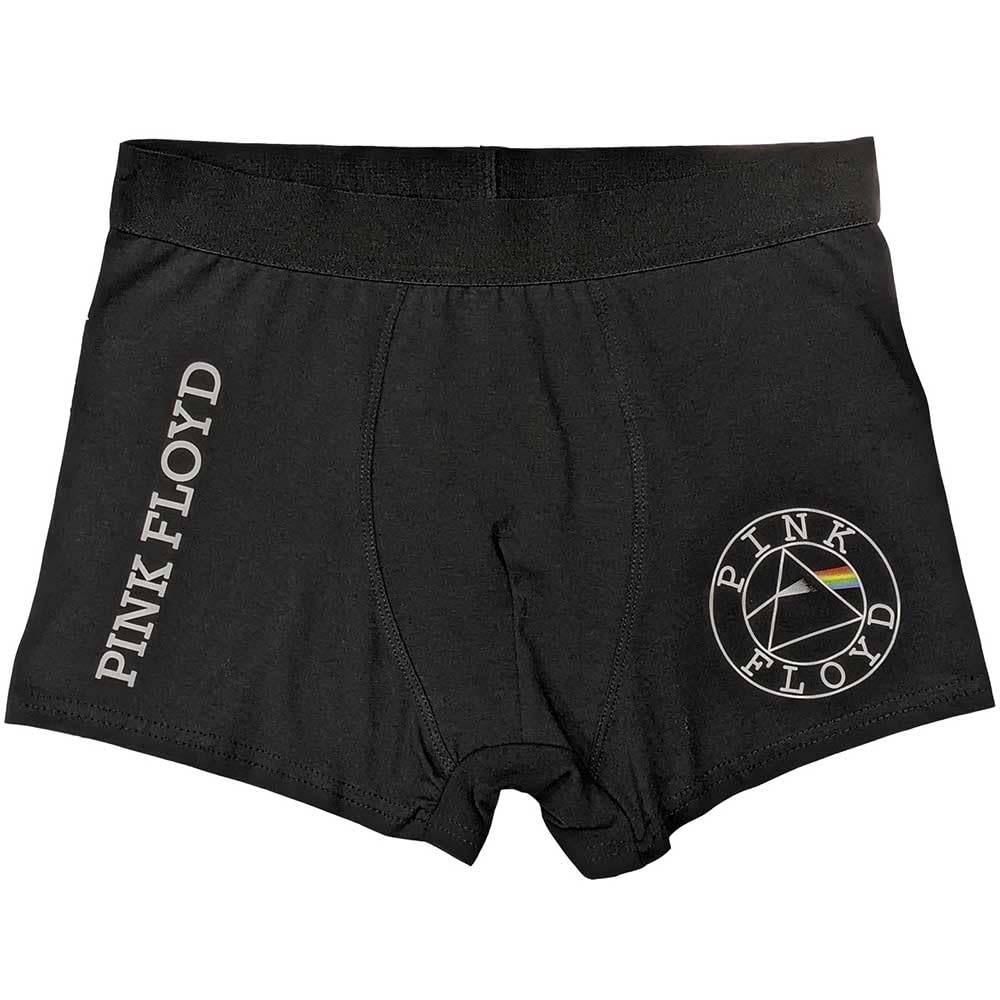 Rock Off Officially Licensed Products Men's Black Pink Floyd Circle Band Logo Boxer Shorts M