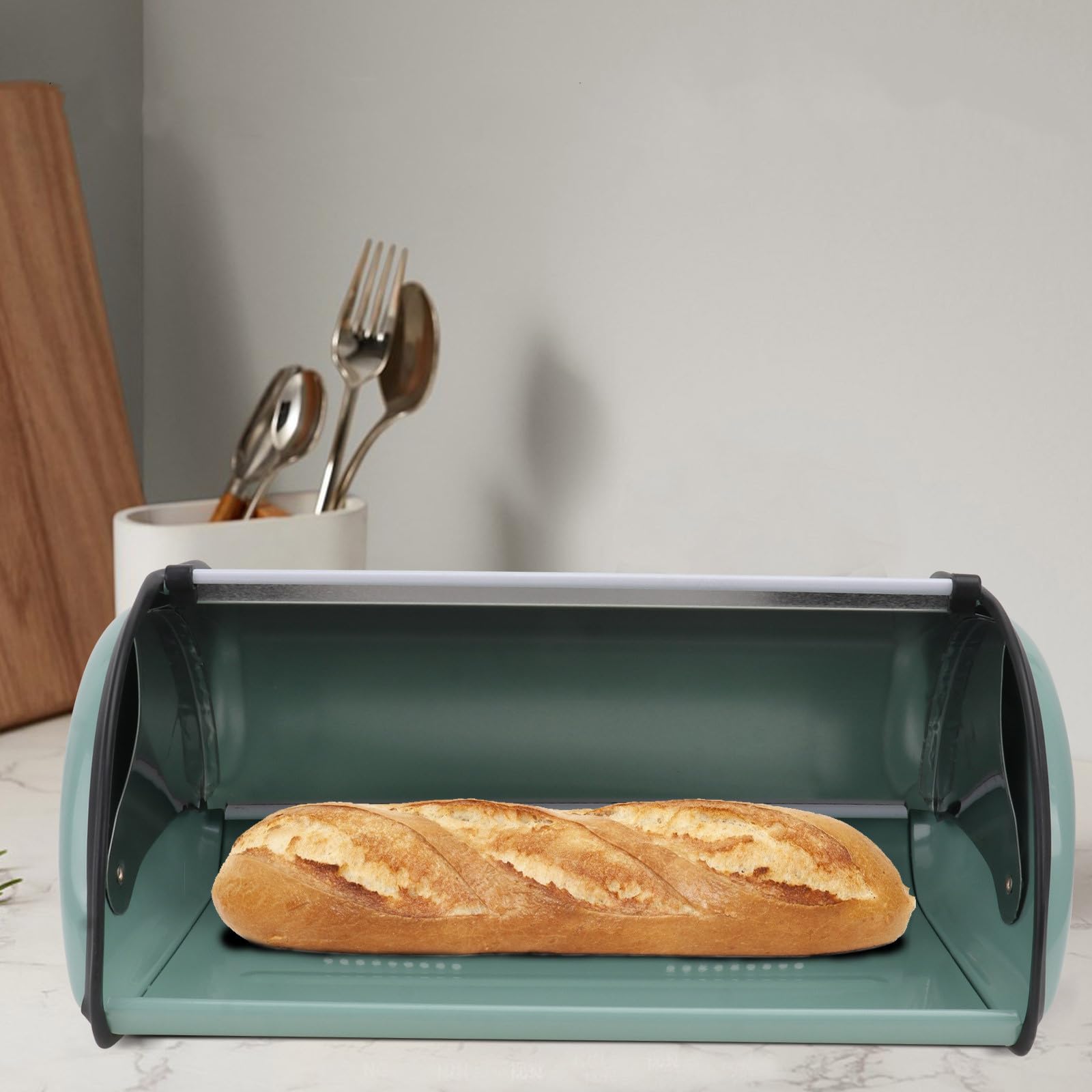 Gadpiparty Caja de Pan de Metal Azul para Almacenar Snacks y Frutas