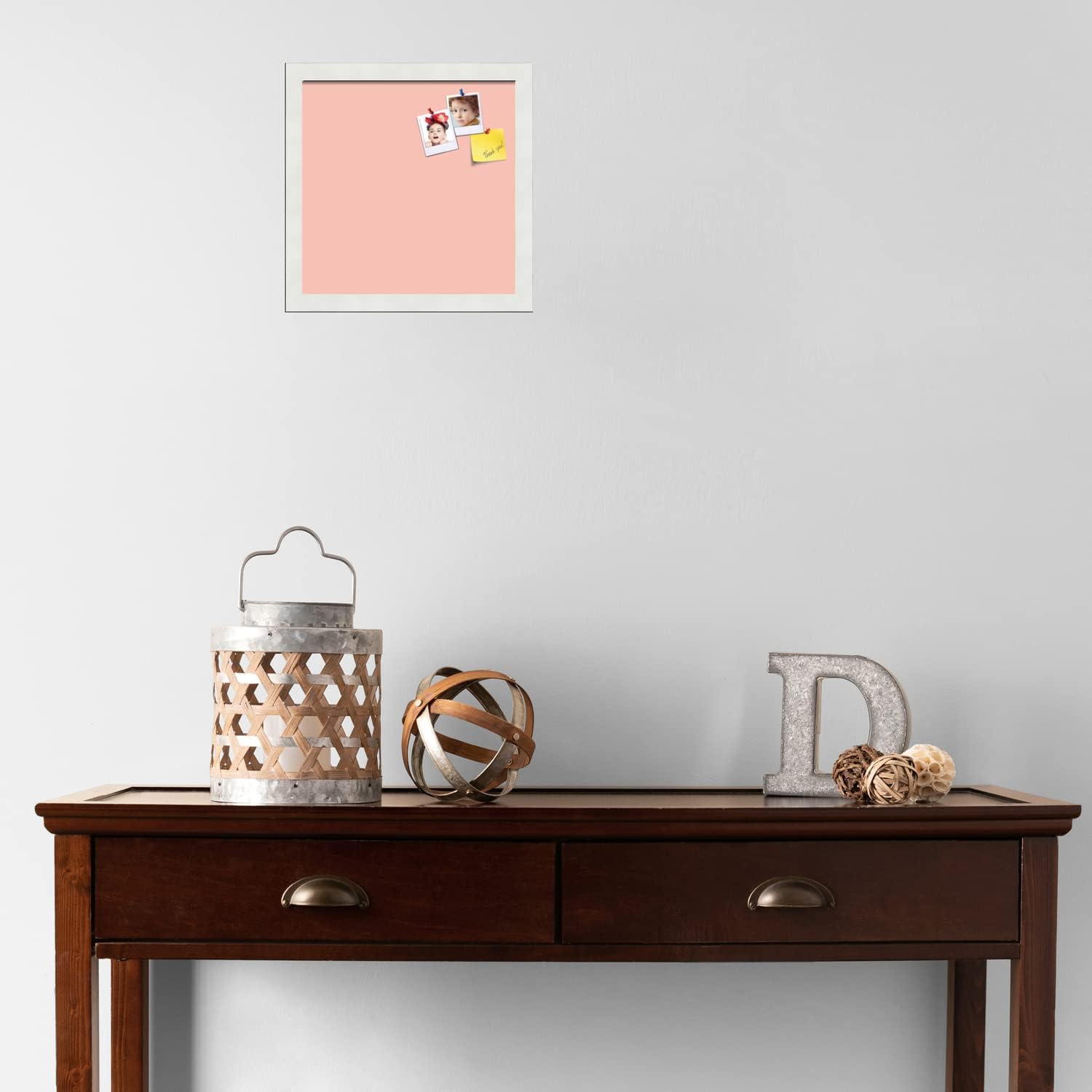 PinPix 12x12 inch Cork Bulletin Board. This Decorative Framed Pin Board Comes with Pink Pastel Design and Satin White Frame. Ideal for Home, Office Decor or School (PinPix-1813)