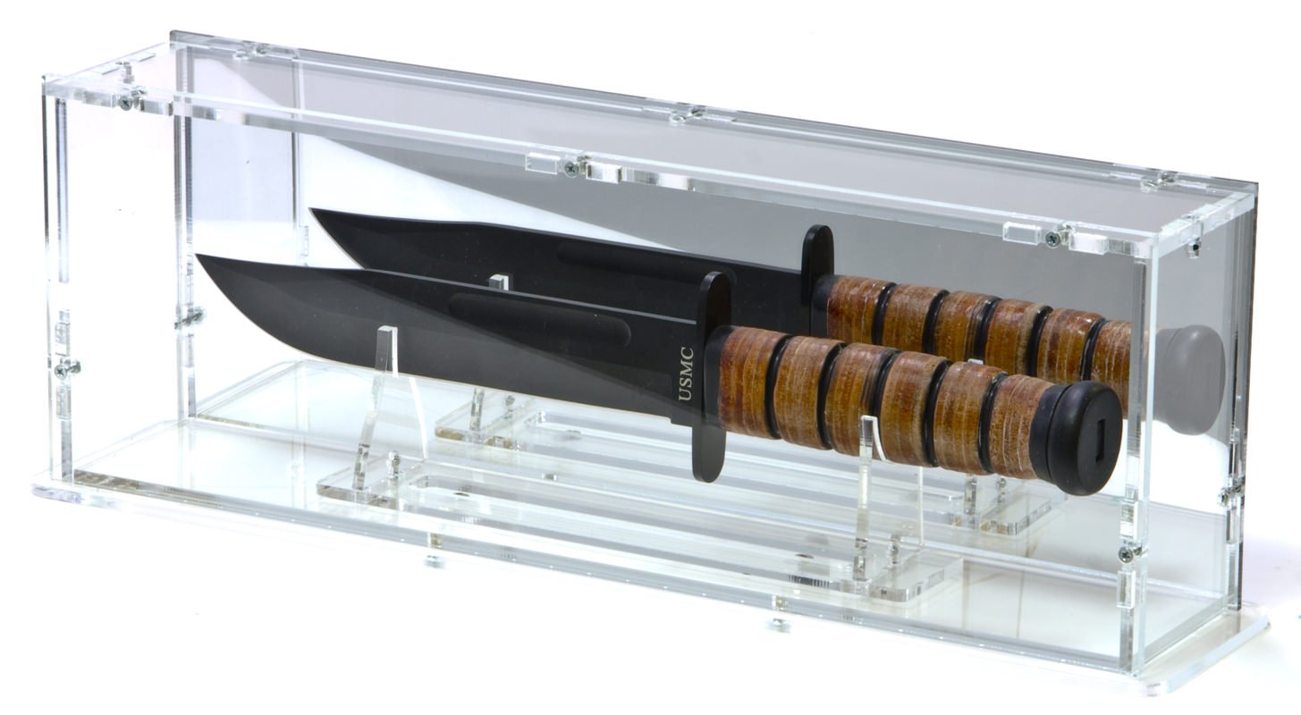 SORA Vetrina espositiva per coltello con pannello posteriore a specchio e supporto per coltello separato/indipendente