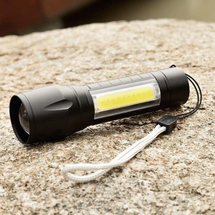 ODIN_3W Super Bright XPE COB LED Zoom Aluminium Body Rechargeable Mini Flashlight Waterproof USB Rechargeable Powerful Torch (Black)-image-13