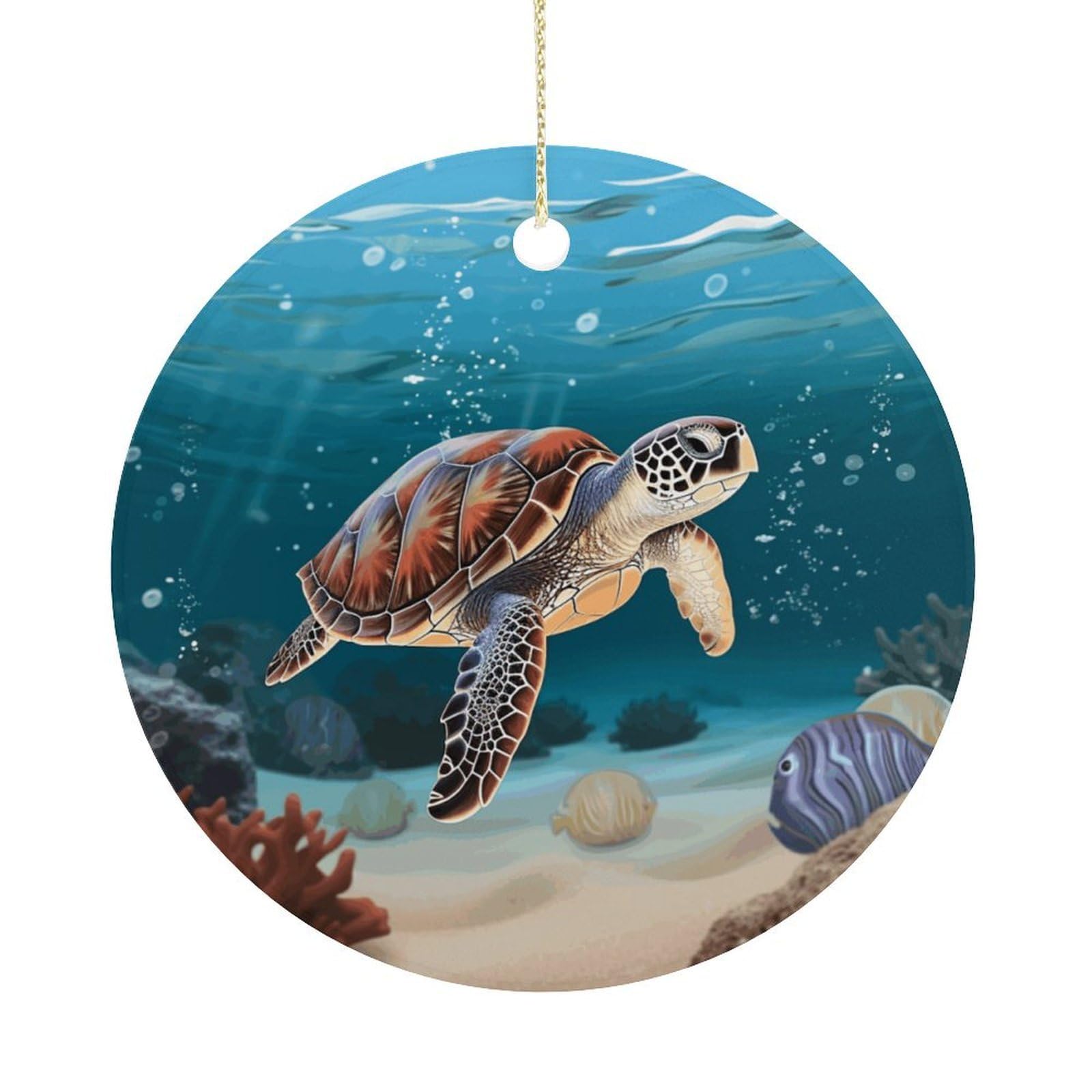 Adfgyerh Women's Style Sea Turtle Swimming Hanging Ceramic Ornaments, Christmas Tree Decorations, Funny Home Decor Gifts For Sisters & Work Best Friends
