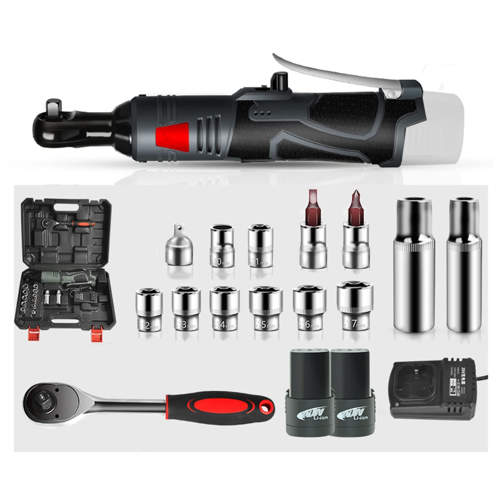 128V Snoerloos Elektrisch Ratelsleutel set, 3/8 310 RPM